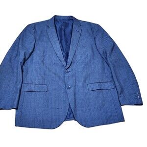 Bocaccio Uomo Suit Jacket Mens 48L Blue Stripe Poly Rayon Two Button Blazer